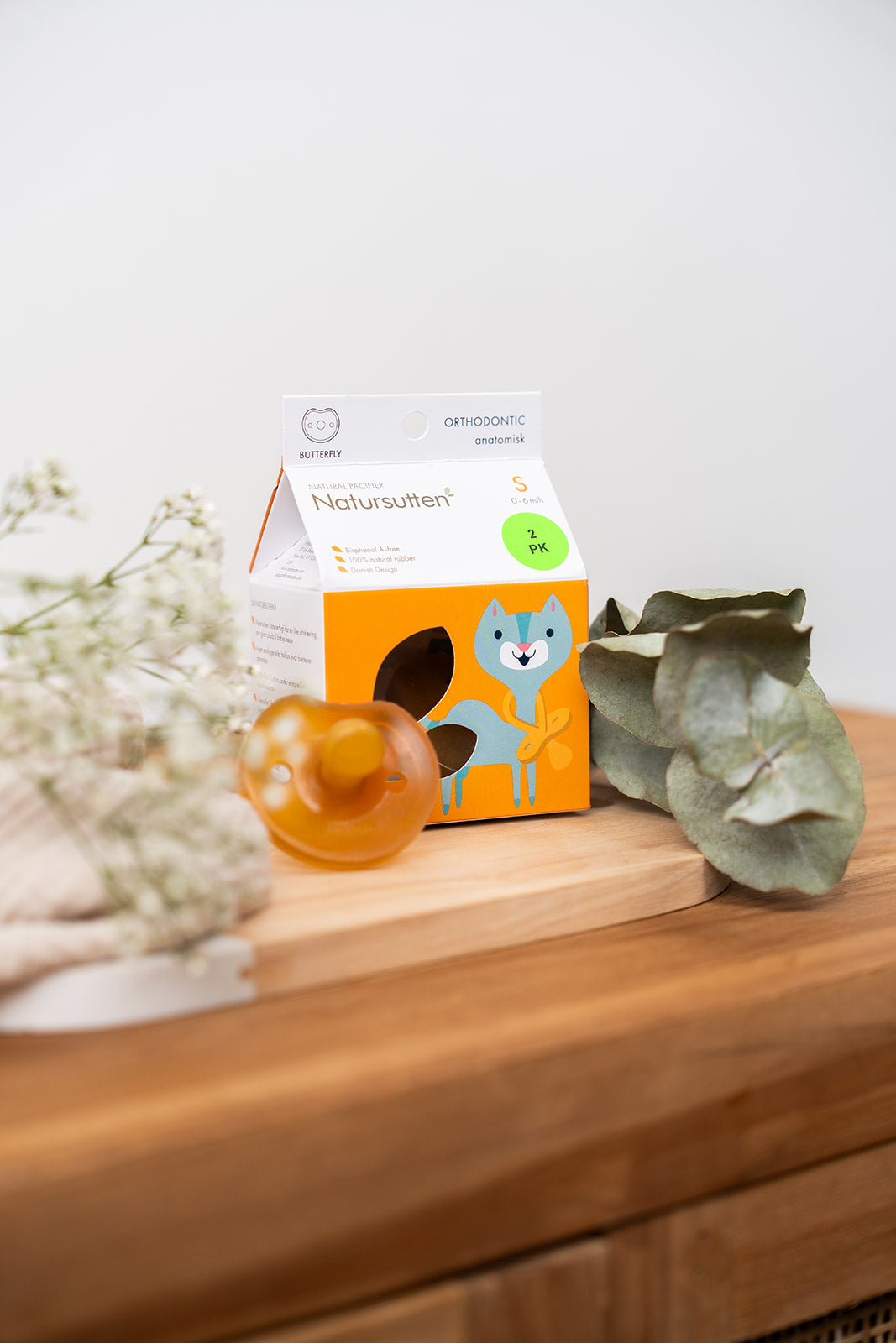 Natursutten set van 2 fopspenen Vlinder